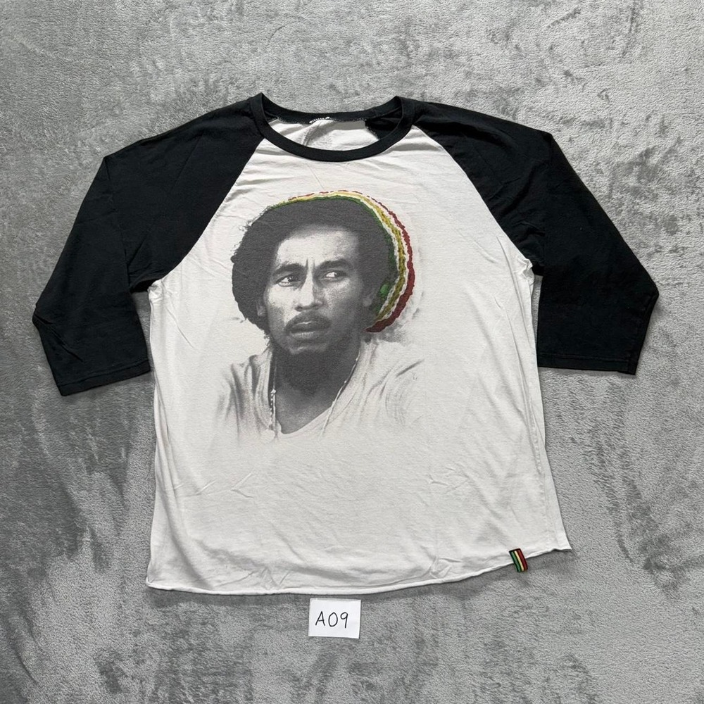 White and black Bob Marley cotton baseball tee size XL #reggae